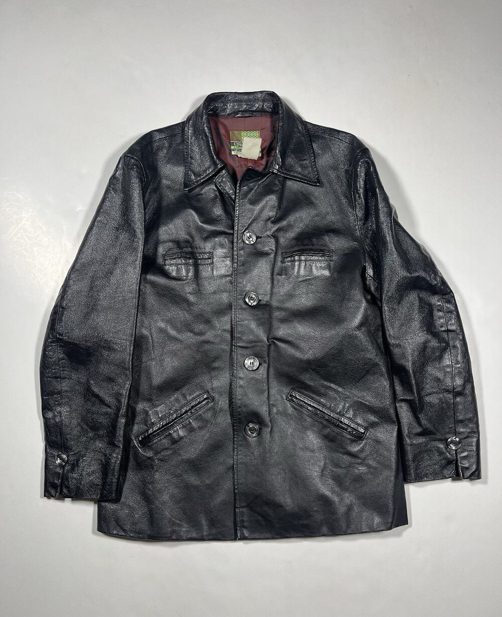 Vintage Diesel Men’s Small Black Leather Button-Up Moto Biker Jacket Y2K Lined
